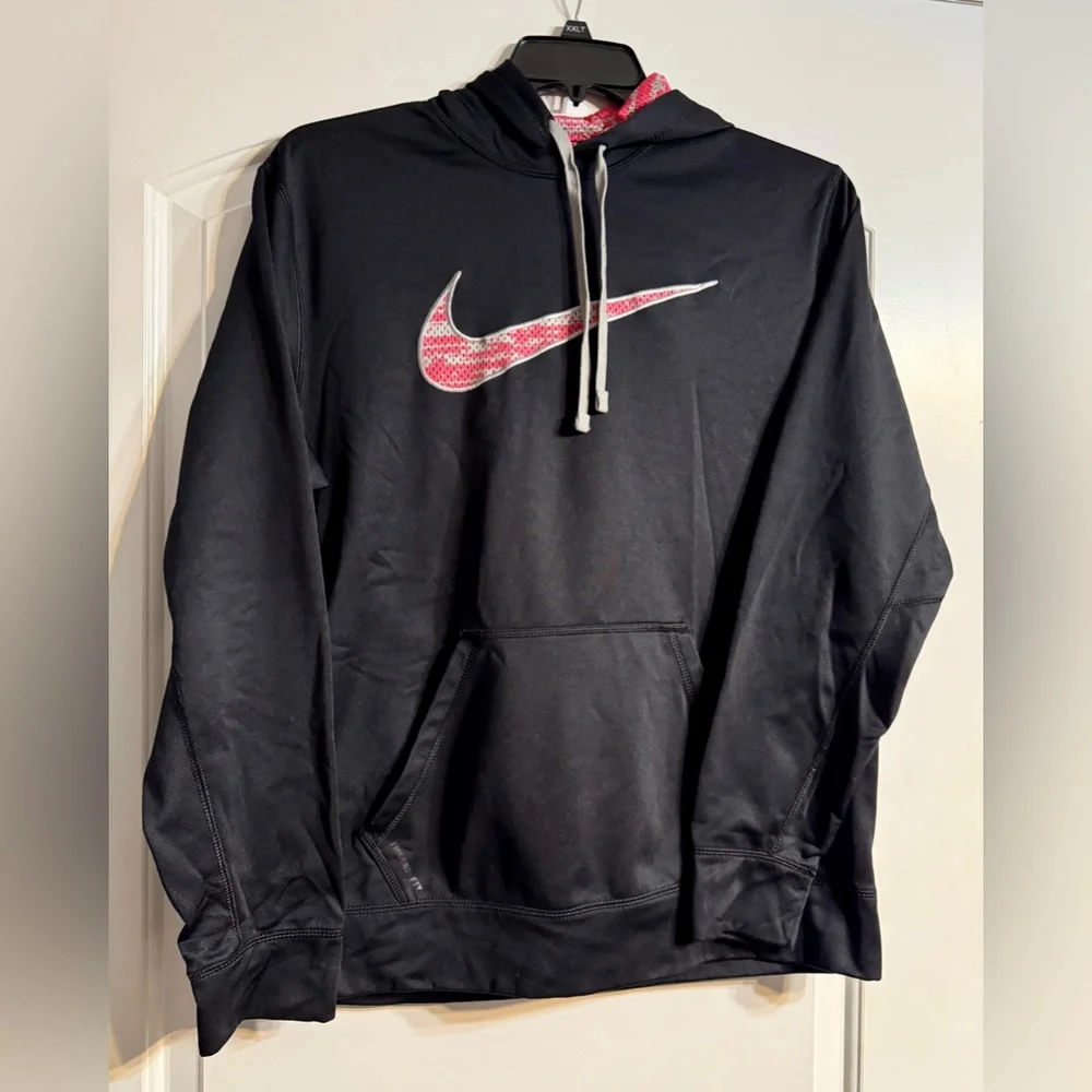 Nike Hoodie Women‎ Large Black Pink Excellent Therma-FIT Pullover Gorpcore Cozy
